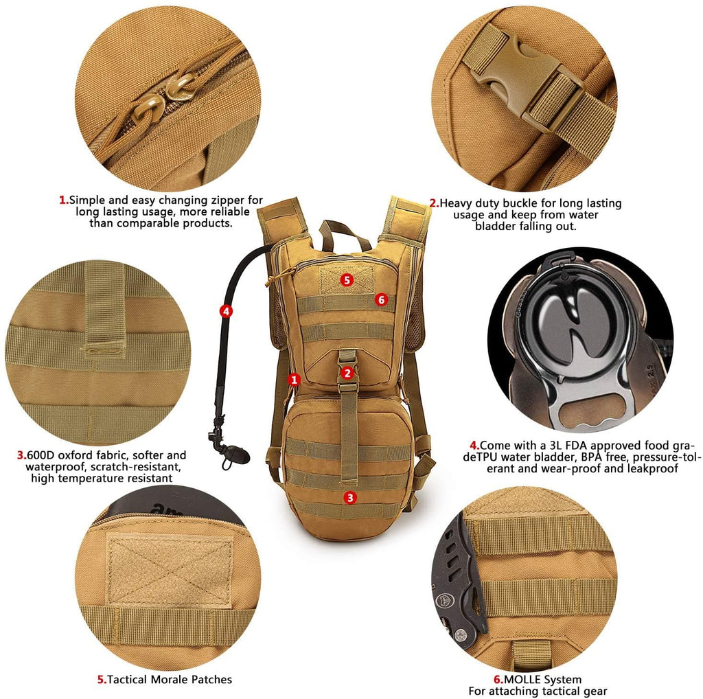 Hydration Backpack + 3L Water Bladder Bundle